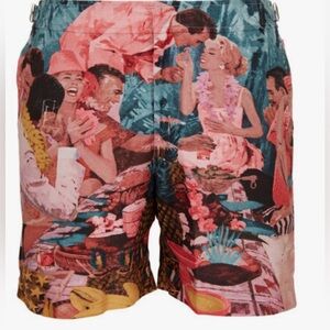 Orlebar Brown Men's Bulldog Photographic Sunshine Diners Swim Trunks Size 40